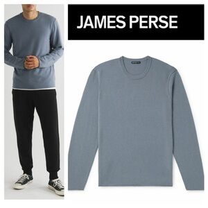 JAMES PERSE Men's 100% Cashmere Lightweight Gray Sweater